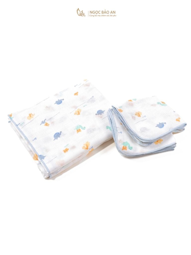 [M&B] Set 5 khăn gạc sữa 4 lớp in hình đáng yêu 25cmx28cm