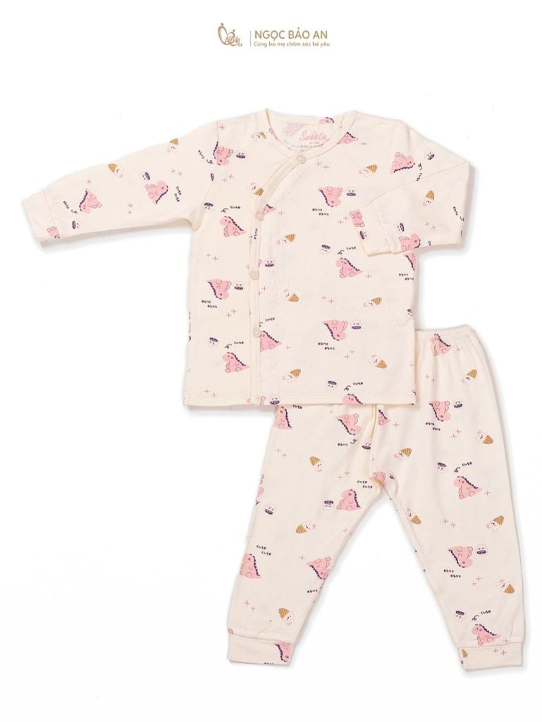 [M&B] Bộ quần áo cài bên tay dài chất vải rayon thoáng mát