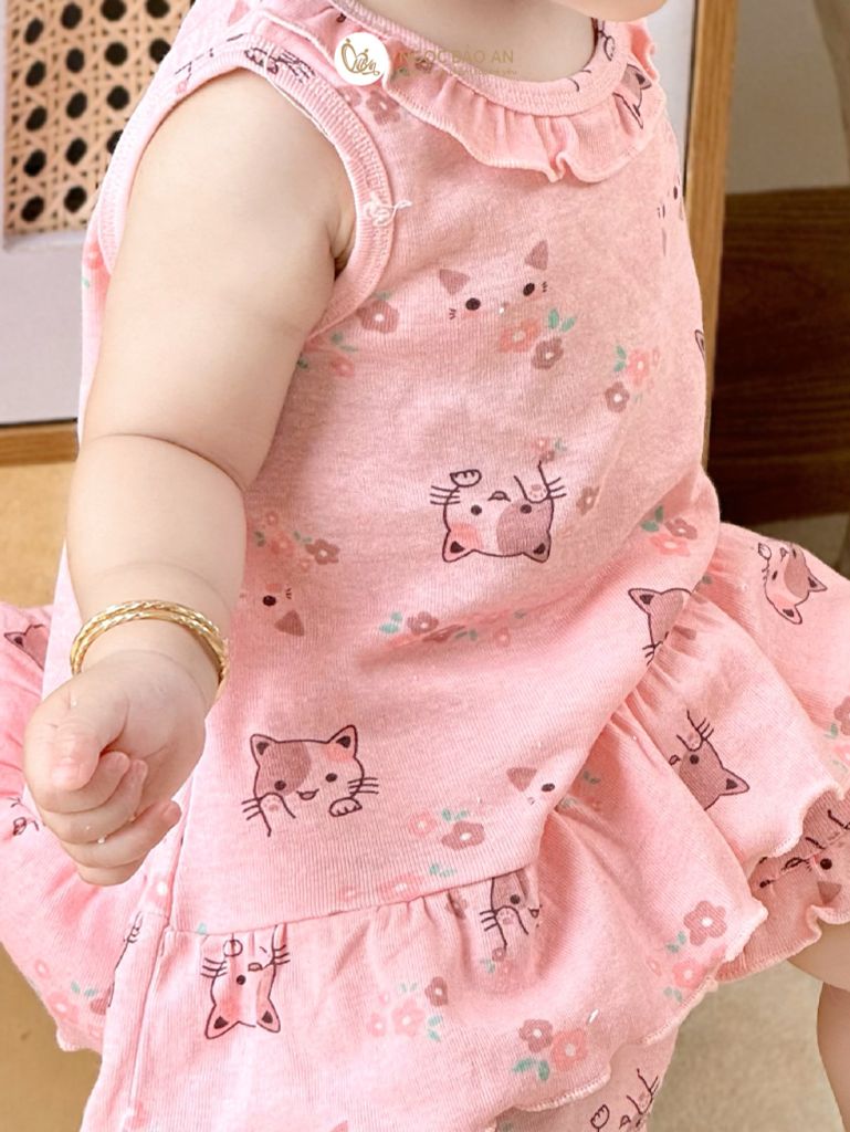 Bộ áo quần ngắn Borib bé Gái Honey cotton