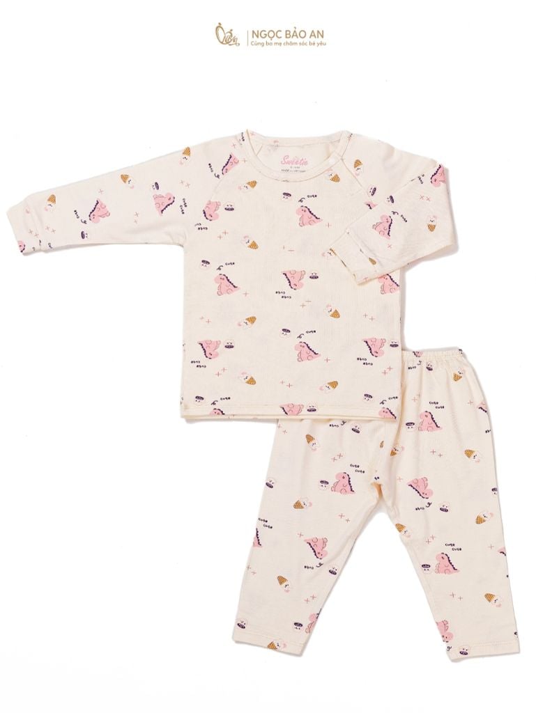 [M&B] Bộ quần áo cài giữa tay dài chất vải rayon thoáng mát