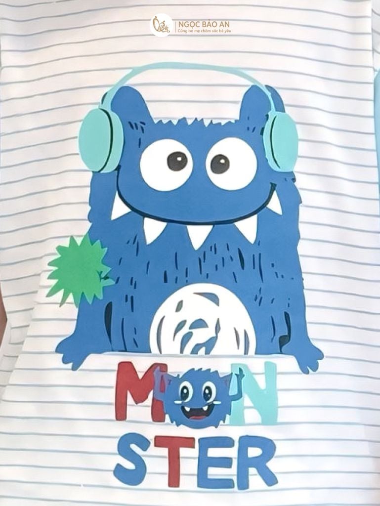 [NGỌC BẢO AN KIDS] Bộ quần áo cộc tay 2 chiều monster xanh đậm