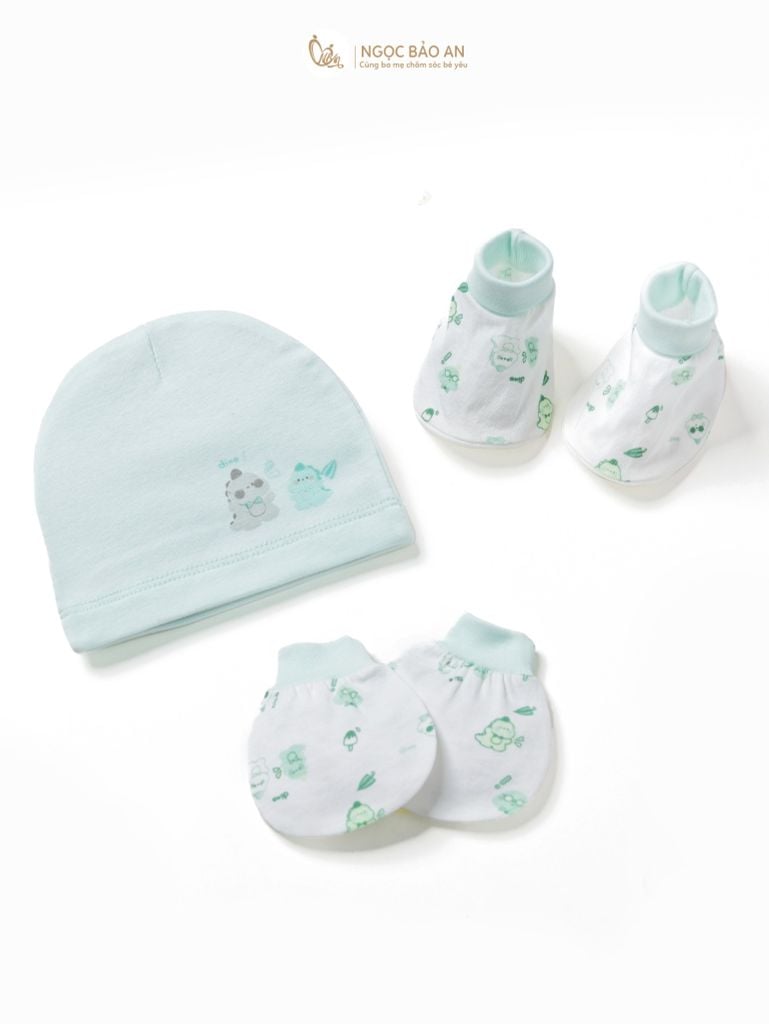 Set nón bao tay chân sơ sinh Honey cotton