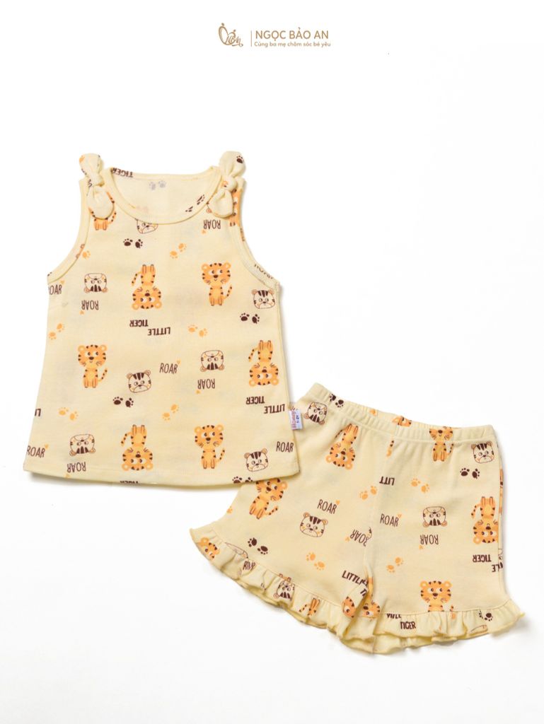 Bộ áo quần ngắn Borib bé Gái Honey cotton