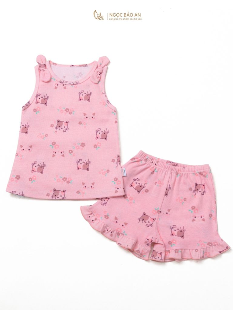 Bộ áo quần ngắn Borib bé Gái Honey cotton