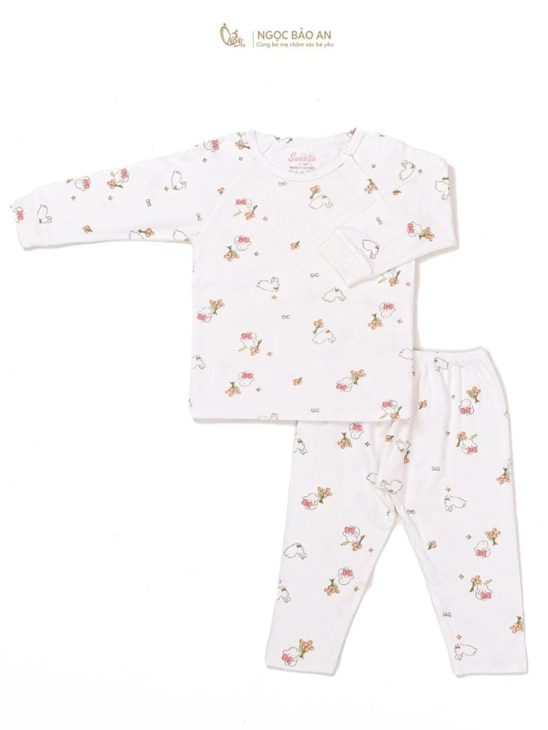 [M&B] Bộ quần áo cài vai tay dài chất vải rayon thoáng mát