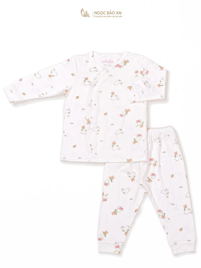 [M&B] Bộ quần áo cài bên tay dài chất vải rayon thoáng mát