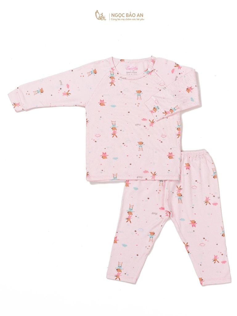 [M&B] Bộ quần áo cài vai tay dài chất vải rayon thoáng mát