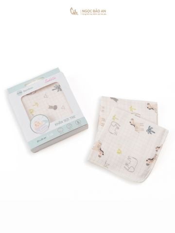 [M&B] Set 5 khăn gạc sữa sợi tre in hình 25cmx25cm