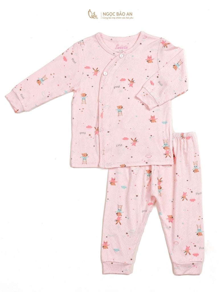 [M&B] Bộ quần áo cài bên tay dài chất vải rayon thoáng mát