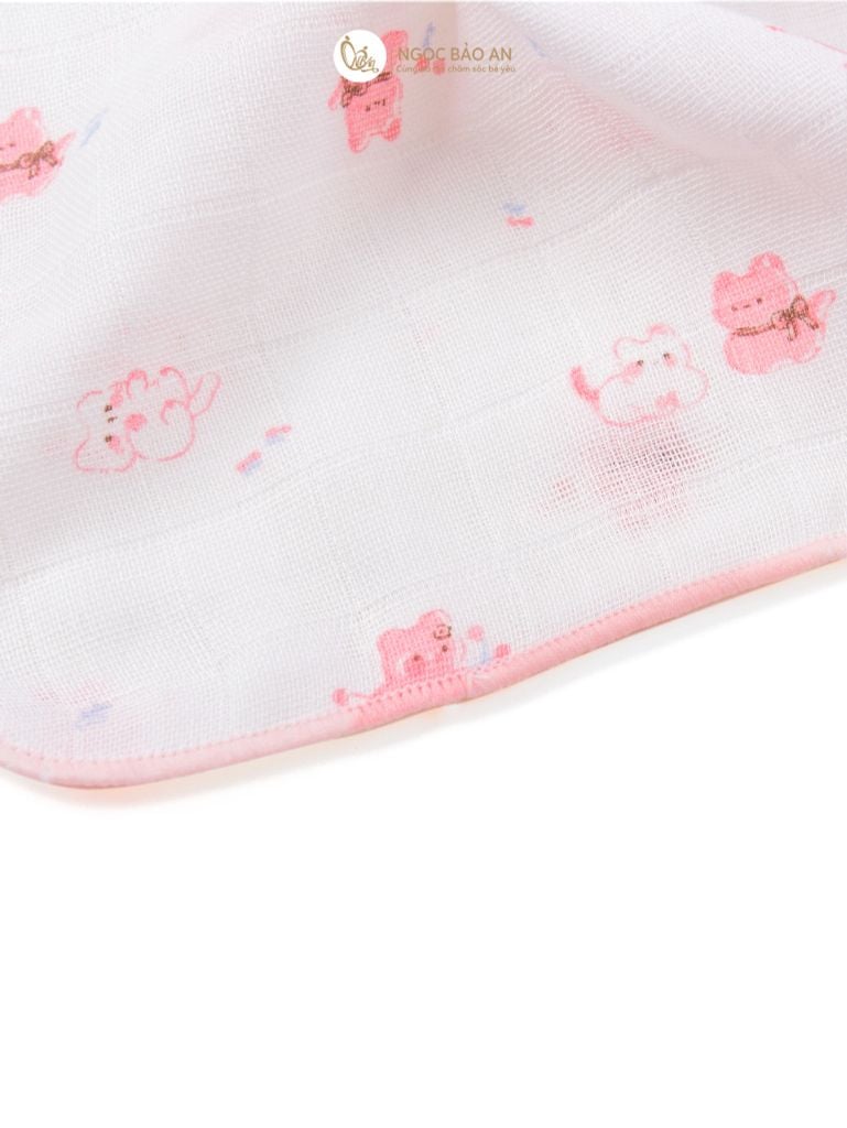 [M&B] Combo 5 khăn gạc xô 4 lớp in hình mèo hồng sweetie