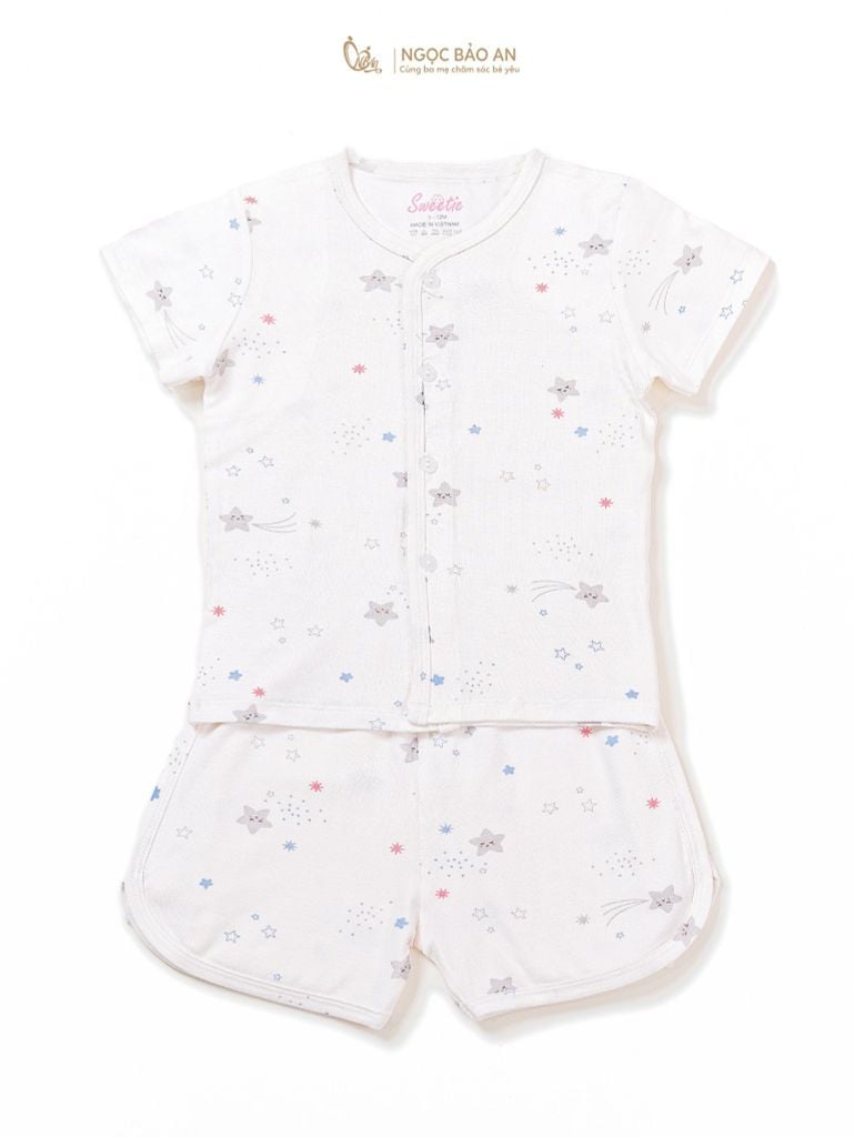 [M&B] Bộ quần áo cài giữa tay ngắn chất vải rayon thoáng mát