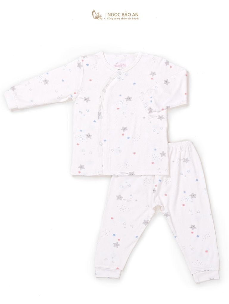 [M&B] Bộ quần áo cài bên tay dài chất vải rayon thoáng mát