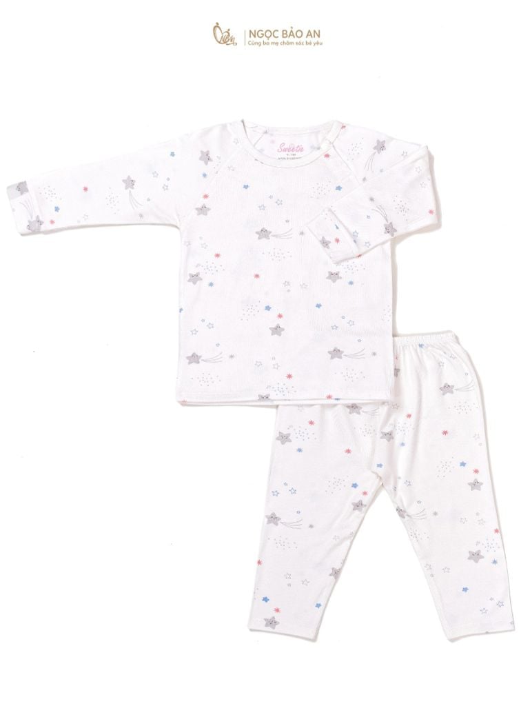 [M&B] Bộ quần áo cài vai tay dài chất vải rayon thoáng mát