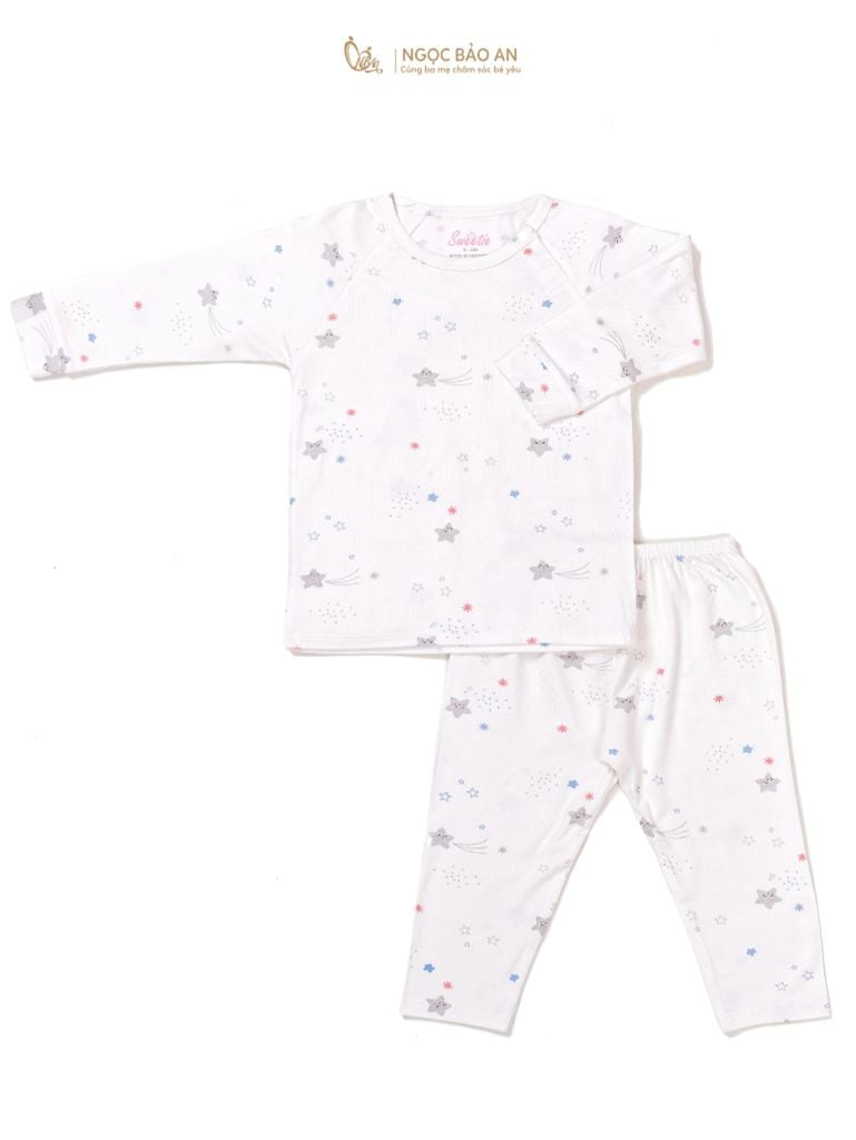 [M&B] Bộ quần áo cài giữa tay dài chất vải rayon thoáng mát