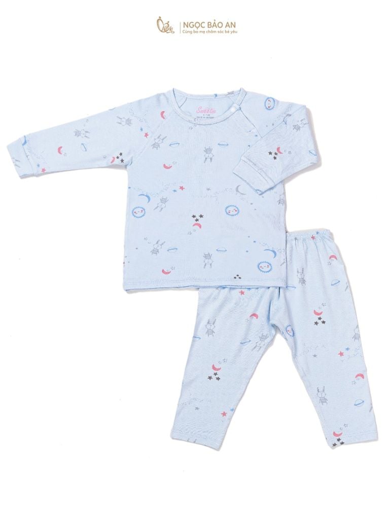 [M&B] Bộ quần áo cài vai tay dài chất vải rayon thoáng mát