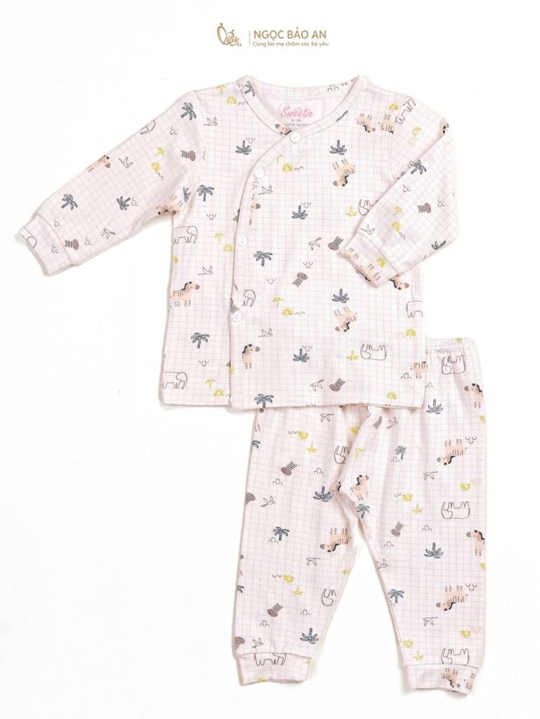 [M&B] Bộ quần áo cài bên tay dài chất vải rayon thoáng mát
