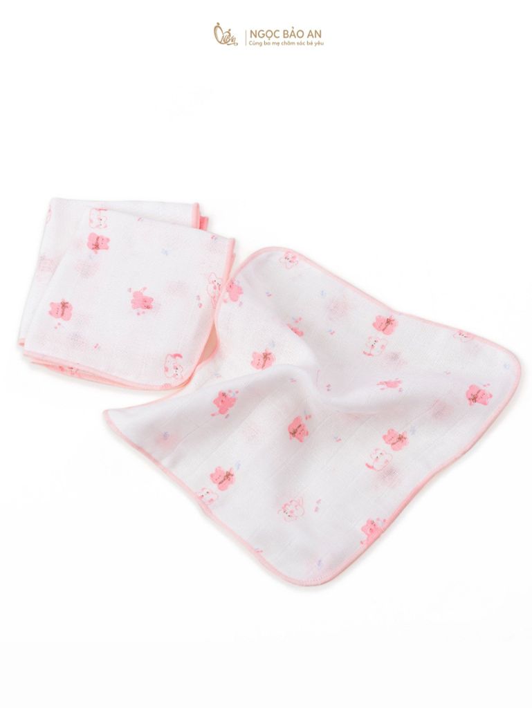 [M&B] Combo 5 khăn gạc xô 4 lớp in hình mèo hồng sweetie