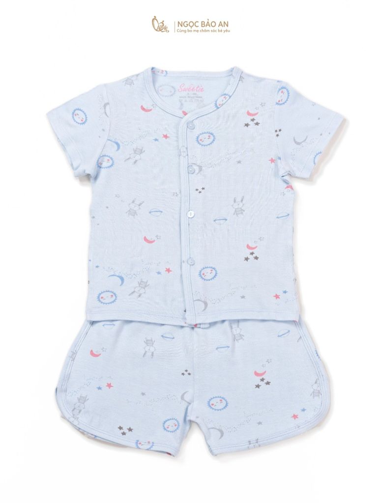 [M&B] Bộ quần áo cài giữa tay ngắn chất vải rayon thoáng mát