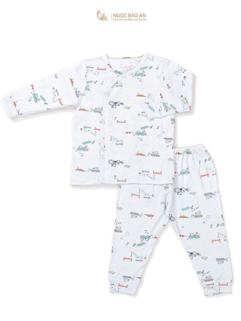 [M&B] Bộ quần áo cài bên tay dài chất vải rayon thoáng mát