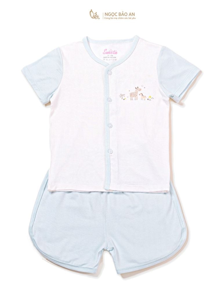 [M&B] Bộ quần áo cài giữa tay ngắn chất vải rayon thoáng mát