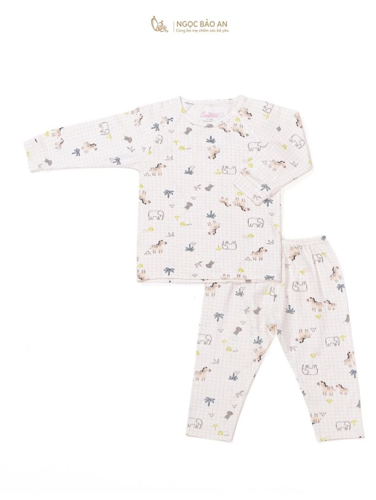 [M&B] Bộ quần áo cài giữa tay dài chất vải rayon thoáng mát