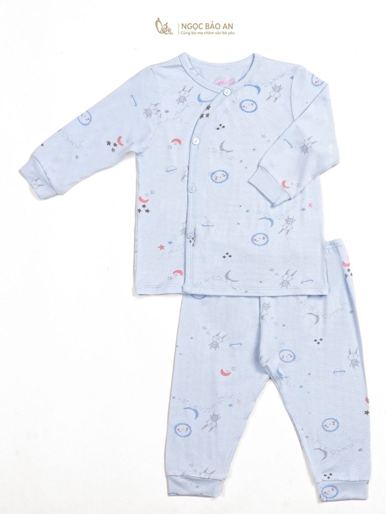 [M&B] Bộ quần áo cài bên tay dài chất vải rayon thoáng mát