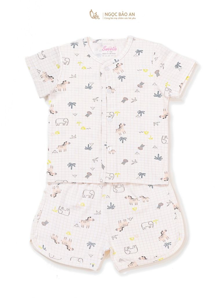 [M&B] Bộ quần áo cài giữa tay ngắn chất vải rayon thoáng mát