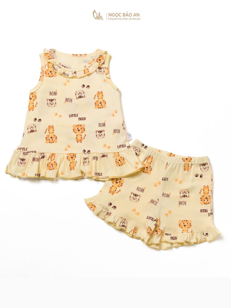 Bộ áo quần ngắn Borib bé Gái Honey cotton