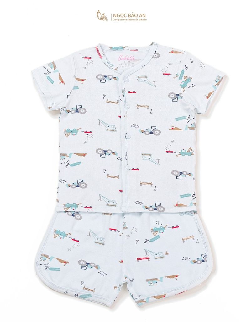 [M&B] Bộ quần áo cài giữa tay ngắn chất vải rayon thoáng mát