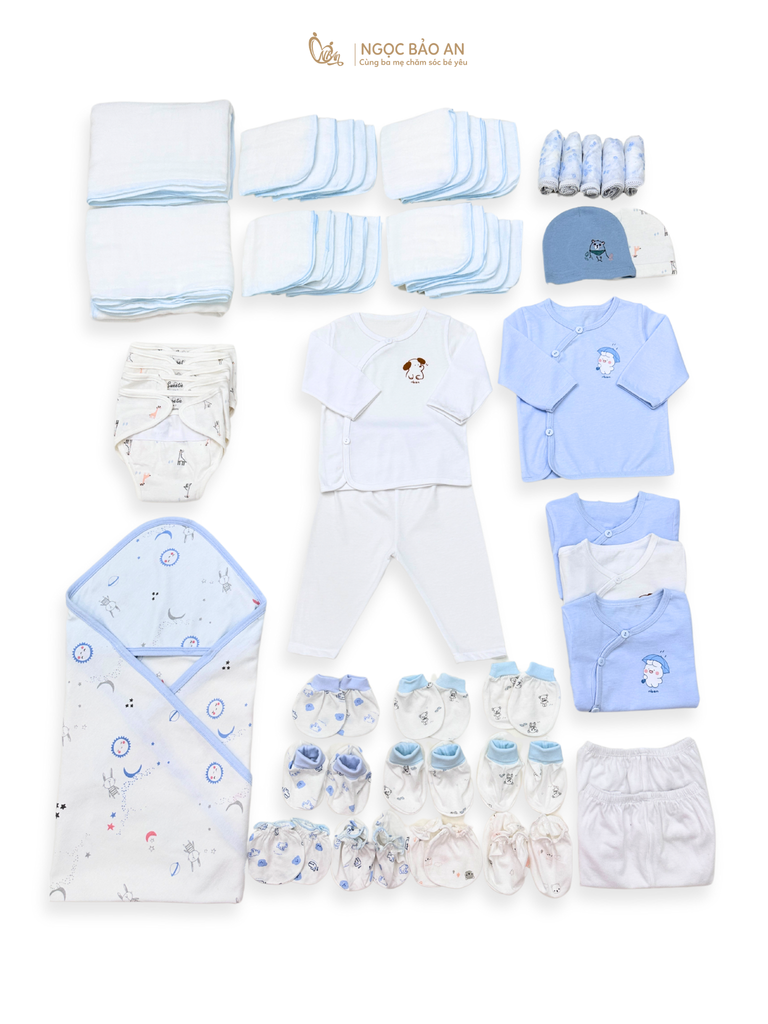 Combo đi sinh tiết kiệm cho bé (Xanh bầu trời,set áo trơn)