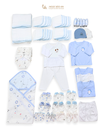 Combo đi sinh tiết kiệm cho bé (Xanh bầu trời,set áo trơn)