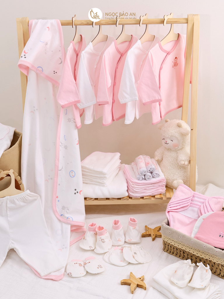 Combo đi sinh 599K tiết kiệm cho bé (Hồng bầu trời,set áo trơn)