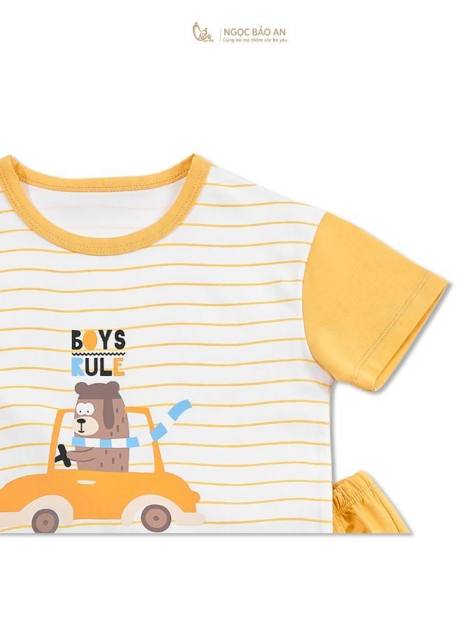 [NGỌC BẢO AN KIDS] Bộ quần áo cộc tay 4 chiều gấu sọc vàng