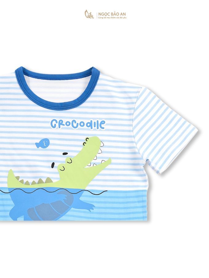 [NGỌC BẢO AN KIDS] Bộ quần áo cộc tay 4 chiều cá sấu sọc xanh