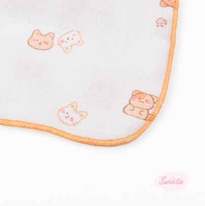 [M&B] Combo 5 khăn gạc xô 4 lớp in hình mèo vàng sweetie