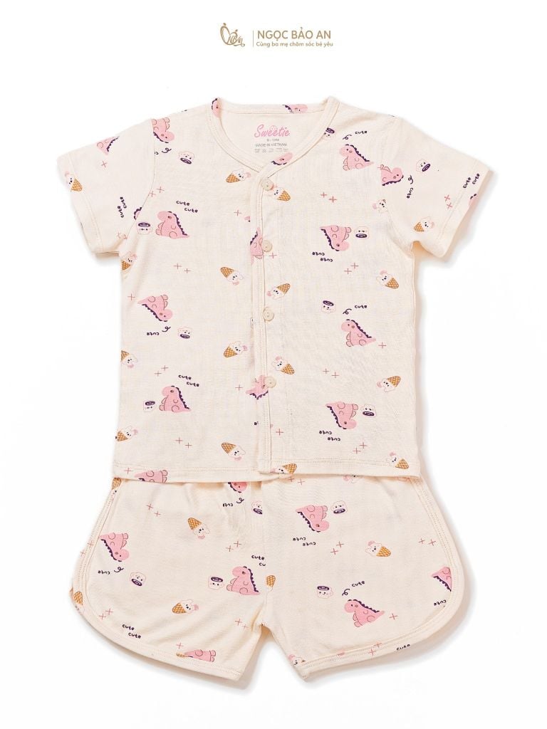 [M&B] Bộ quần áo cài giữa tay ngắn chất vải rayon thoáng mát