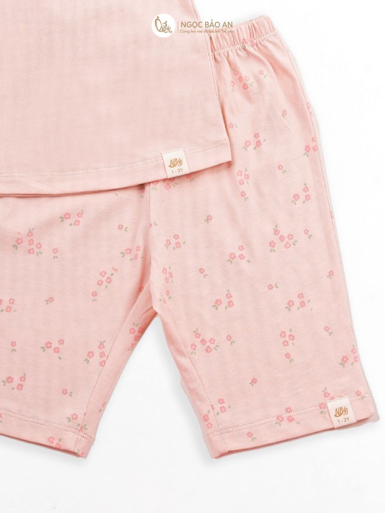 [NGỌC BẢO AN KIDS] Bộ quần áo lửng bé gái hoạ tiết thỏ gấu hồng