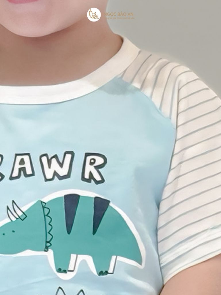 [NGỌC BẢO AN KIDS] Bộ quần áo cộc tay 2 chiều xe xúc xanh đậm