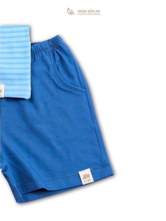 [NGỌC BẢO AN KIDS] Bộ quần áo cộc tay 4 chiều cá sấu sọc xanh