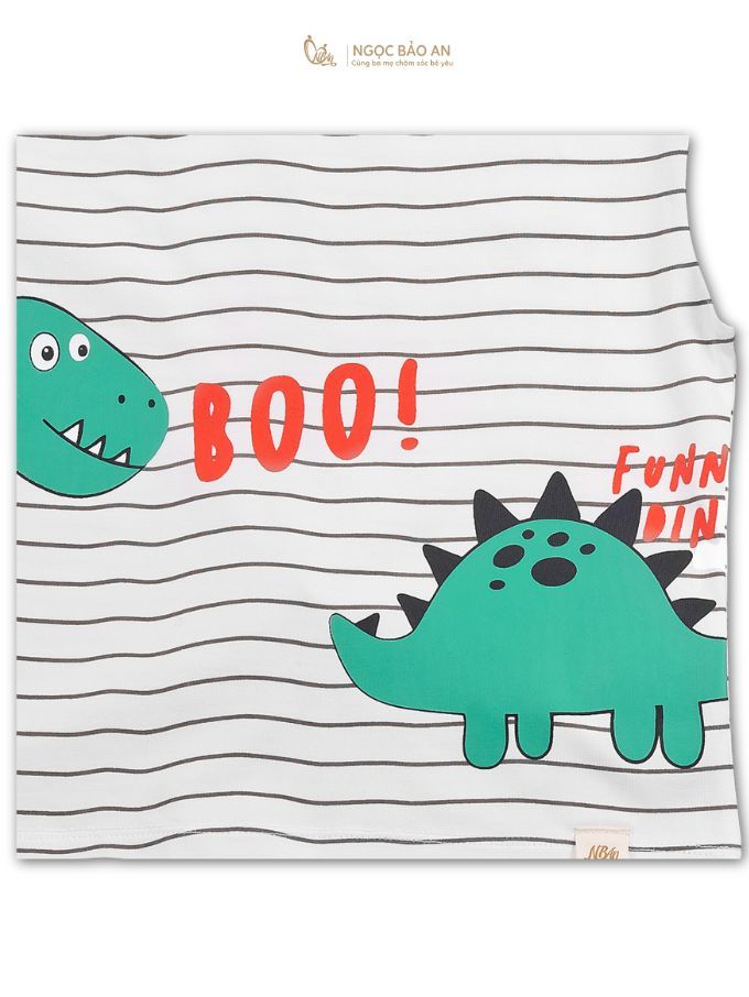 [NGỌC BẢO AN KIDS] Bộ quần áo cộc tay 4 chiều khủng long sọc xám