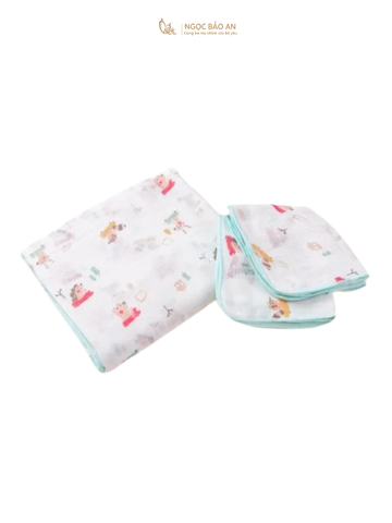 [M&B] Combo 5 khăn gạc xô 4 lớp in hình nhím ngọc sweetie