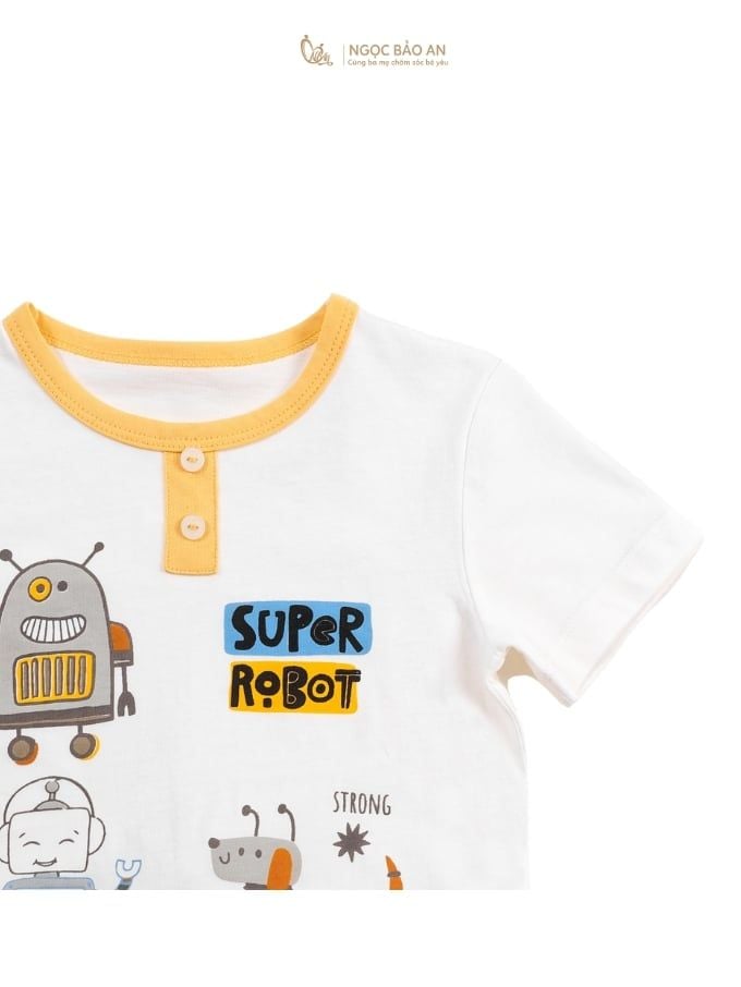 [NGỌC BẢO AN KIDS] Bộ quần áo cộc tay 2 chiều robot vàng