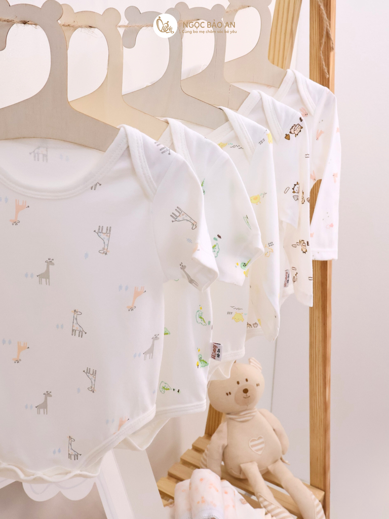[HONEY] Bộ bodychip tay ngắn cotton sơ sinh