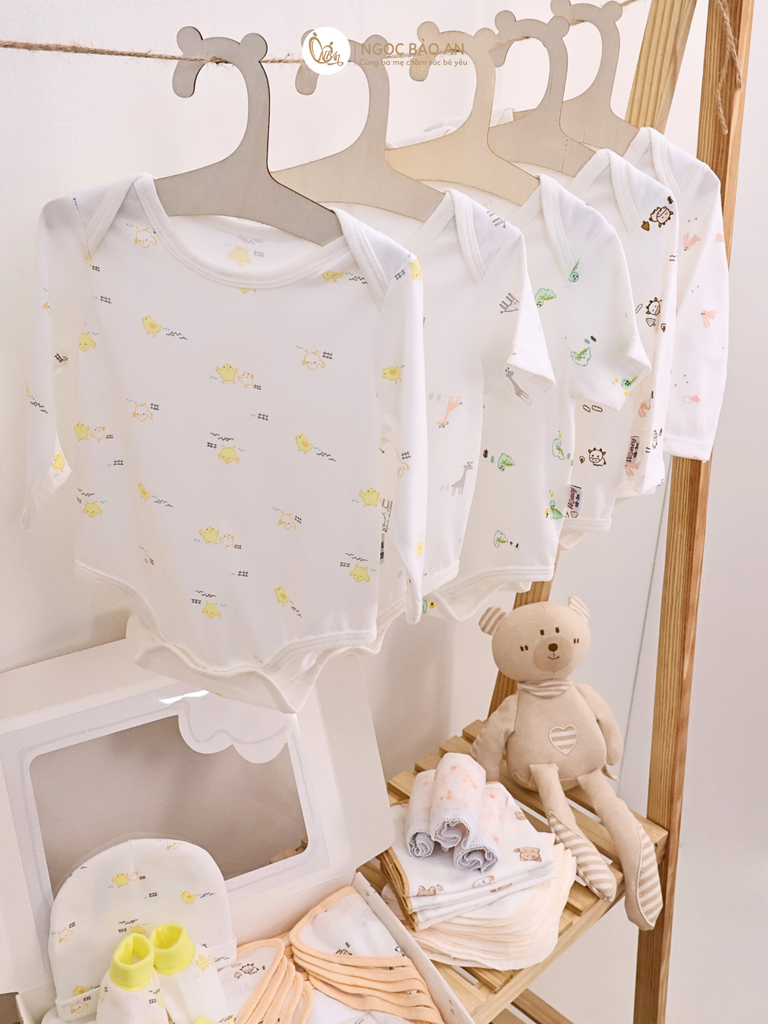 [HONEY] Bộ bodychip tay dài cotton sơ sinh