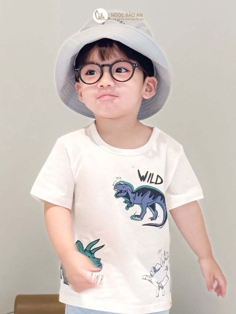 [NGỌC BẢO AN KIDS] Bộ quần áo cộc tay 2 chiều khủng long xanh đậm