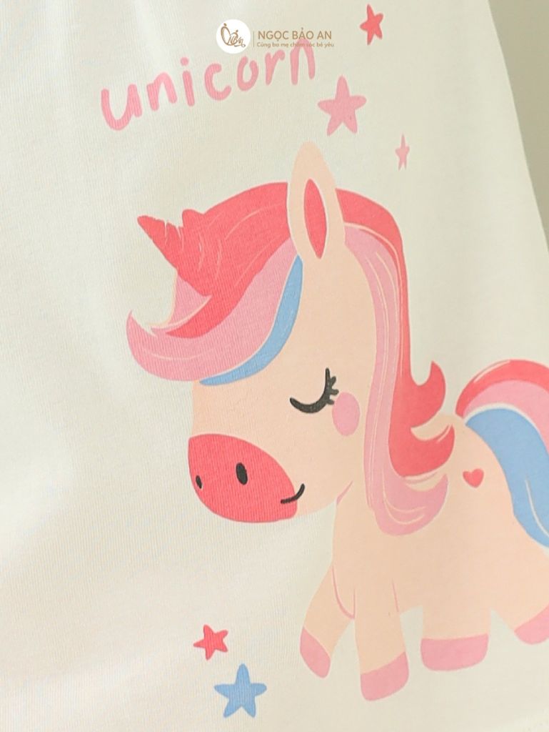 [NGỌC BẢO AN] Bộ quần áo dài tay bé gái hoạ tiết unicorn hồng