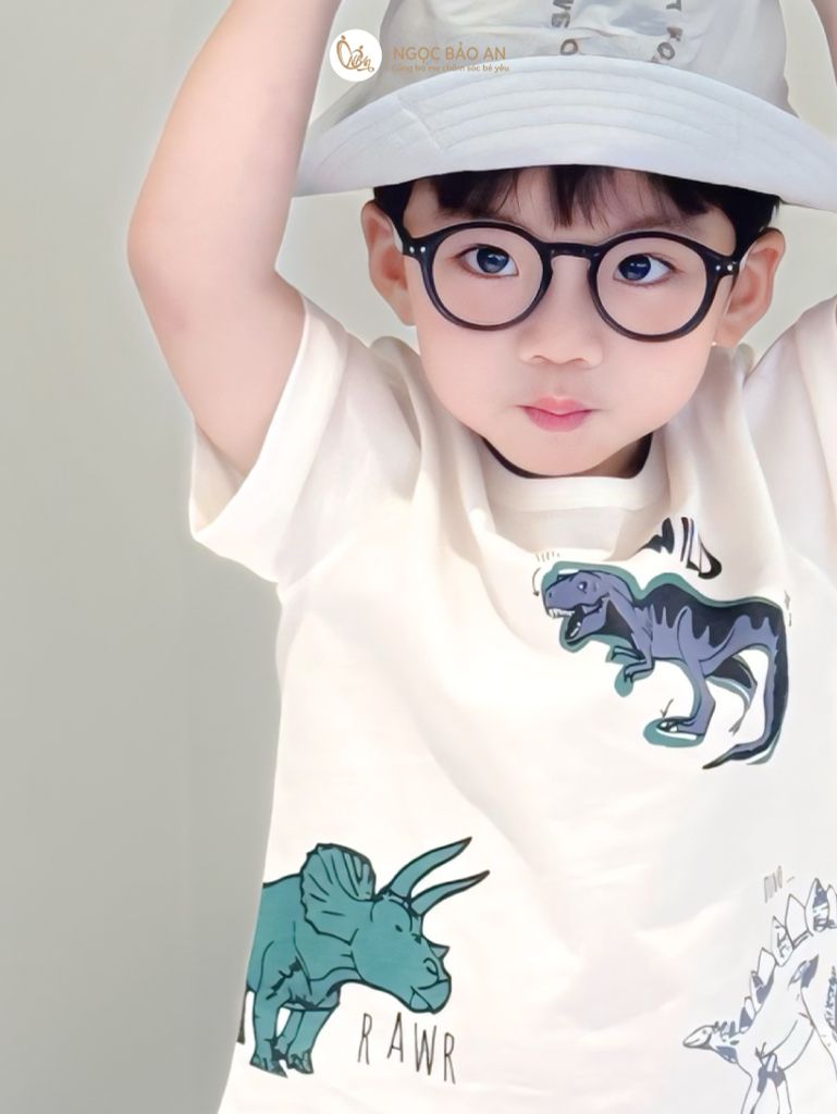 [NGỌC BẢO AN KIDS] Bộ quần áo cộc tay 2 chiều khủng long xanh đậm