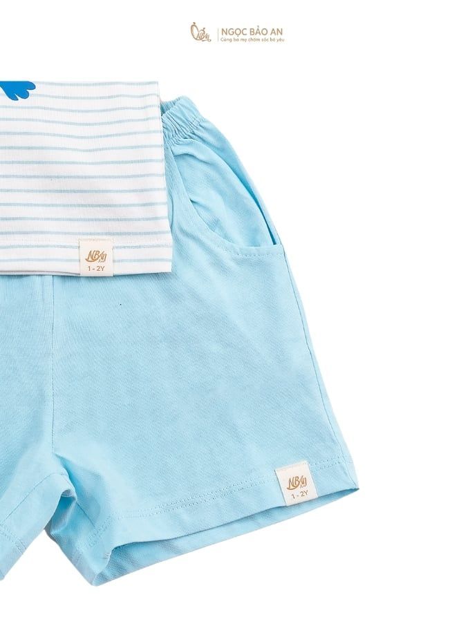 [NGỌC BẢO AN KIDS] Bộ quần áo cộc tay 2 chiều monster xanh đậm