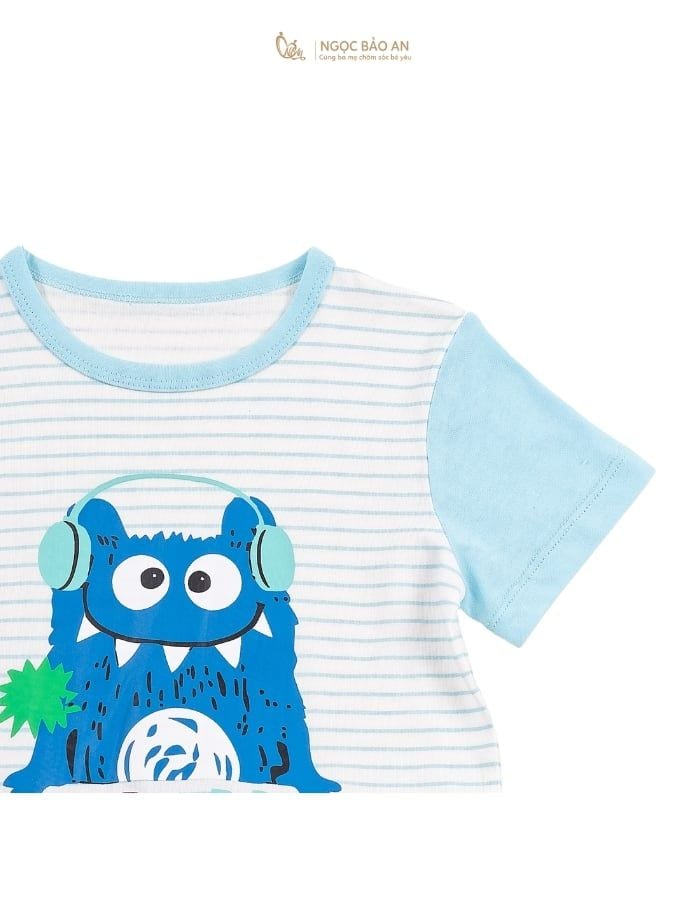 [NGỌC BẢO AN KIDS] Bộ quần áo cộc tay 2 chiều monster xanh đậm