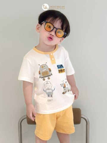 [NGỌC BẢO AN KIDS] Bộ quần áo cộc tay 2 chiều robot vàng